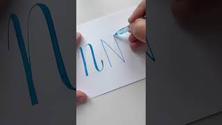 Letter 'N' Calligraphy|2 ways using glass pen#shorts #calligraphy #handlettering #fauxcalligraphy