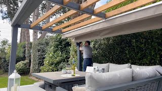 Hampshire Shade - retractable pergola cover using rope drive to open