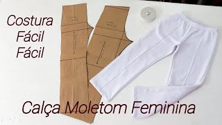 COMO FAZER CALÇA MOLETOM FEMININA ELÁSTICO E NERVURAS