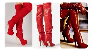 Amazing collection of Red Thigh High Boots outfit/Knee High Red Boots outfit #boots #viral #fashion