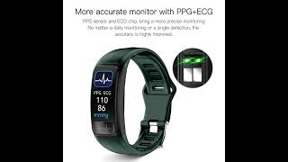 P12 ECG PPG SPO2 Smart Bracelet Heart Rate Blood Pressure Oxygen Monitor SmartBand IP67