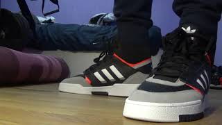 ADIDAS ORIGINALS DROP STEP ON FEET. CBLACK/LGRANI/SOLRED. EE5219