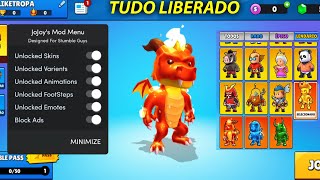 STUMBLE GUYS APK MOD COM TUDO LIBERADO (EMOTES , SKINS ) PEGANDO NA PARTIDA / ANT BAN