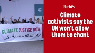 Climate activists say the US won't allow them to chant