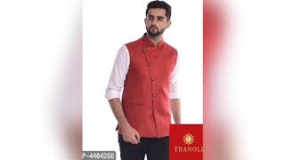 TRANOLI Jute Cotton Anghrakha Style Nehru Jacket