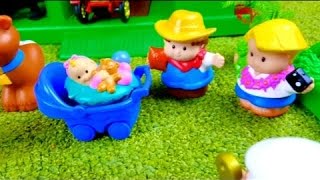 Little Boy Playing with Farm Toy Playset/Kids learning Animal Farm House