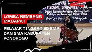 Lomba Nembang Macapat Pelajar Kabupaten Ponorogo