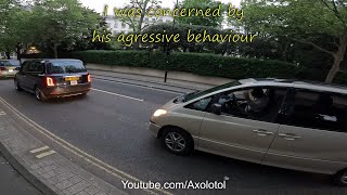 Driver growling and grunting and beeping at the car in front. Unfit to be driving?