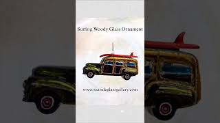 Surfing Woody Glass Ornament