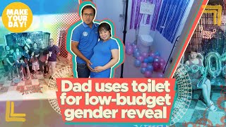 Dad uses toilet for low-budget gender reveal | Make Your Day