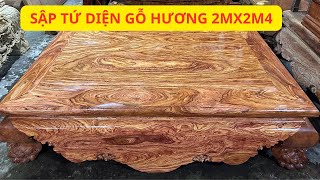 Sập Trơn Tứ Diện Gỗ Hương Đá Kích Thước 2MX2M4 Vân Siêu Vip