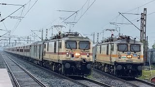 Train In Rain || Dangerous High Speed 130 Kmph Action BWN-ASN Quadruple Section In a Rainy Day..