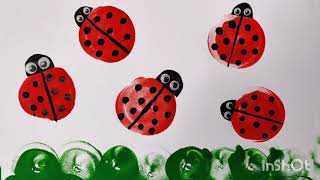 Easy Balloon painting for kids on Paper | Balloon print Lady Bug Chick Fish and numbers craft