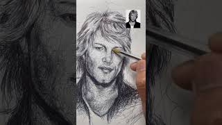 Sketching John Bon Jovi #ilovedrawing #art #scumbling #technique  #shorts