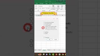 transpose the data in excel 😊 #excel #exceltricks #exceltips #shorts #trending #ytshorts