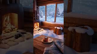 Cozy Winter Ambience with Fireplace Sounds#cozywinterambience #snowstorm #fireplace