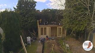 Installing a Lillevilla 345 Log Cabin - Wide high angle timelapse