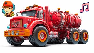 Big Wheel Song For Kids - Firetruck, Ambulance, Trucks, Cars, Trains all with Big Giant Wheels!