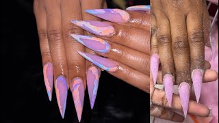 Stiletto acrylic nails | basic acrylic application ￼ | gel nail art 💕