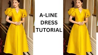 HOW TO MAKE A SIMPLE A-LINE DRESS WITH PUFF SLEEVES