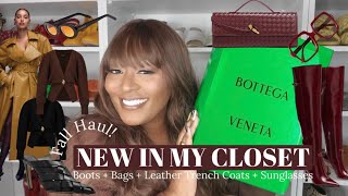 NEW IN MY CLOSET | Fall Haul! | Boots + Bags + Leather Trench Coats + Sunglasses