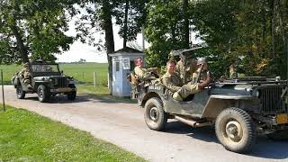 WW2 trucks and Jeeps arriving at Eisenhower Farm