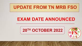 TN MRB FSO EXAM DATE ANNOUNCED | TN MRB FSO UPDATE 2022 | FOOD SCIENCE