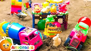 JCB With Car playing and tractor  | Aillion Kids Nursery Rhymes & Kids Songs