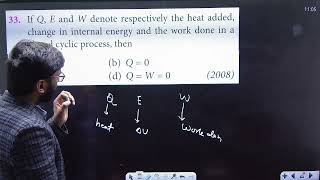 If Q,E and W denote respectively the heat added . change in internal energy and the work done in....