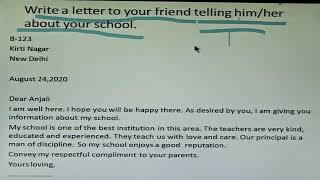 Letter to your friend telling him/her about your school.(Class-Vl)