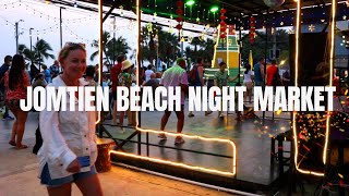 Night Market in Jomtien !! / Music, Food, Drinks, Shopping / Sunset Time Lapse 😀