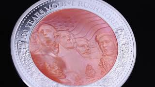 2025 Solomon Islands 5 Ounce Mount Rushmore Mother of Pearl Silver Proof Coin