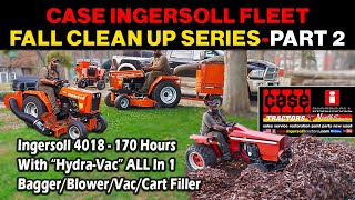 FALL CLEAN UP PART 2 Case Ingersoll 4018 With Hydraulic powered Leaf Vac/Blower/Bagger/Cart filler.