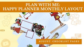 Decorating the Happy Planner Monthly Layout for August | Part 2 - Checklist and Notes pages