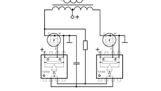 Преобразователь из оптопары TLP250, очень простая и мощная схема, с 12 на 220 вольт, 50 Гц.