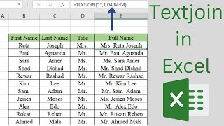 How to Combine Name in Excel | Textjoin Function in MS Excel