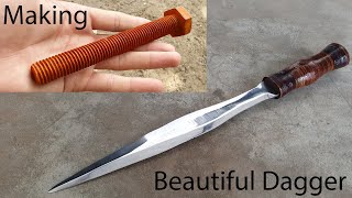 Turning a Rusted Bolt into a Beautiful and Leadher Handle Dagger