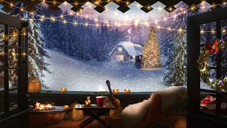 Snowy Winter | Cozy Christmas Ambience | Relaxing Fireplace &  Snowfall