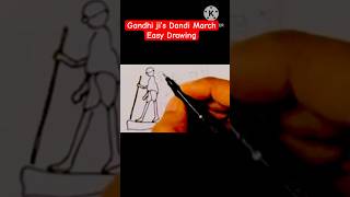 Gandhi ji’s Dandi march easy drawing | Gandhi Jayanti | Representative art #gandhi #shorts #easyart