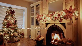 Decorate with me, living room Christmas tree, romantic pink and gold theme