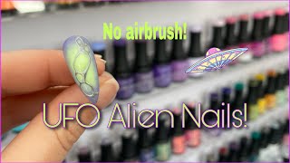 UFO Alien Nail Design without an airbrush!