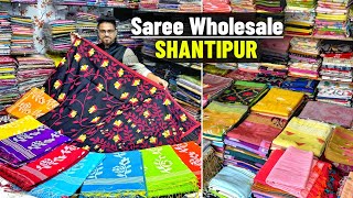 Handwoven Linen Jamdani & Cotton Khadi Saree Manufacturer 😱😱  Shantipur Saree Wholesale Market 🔥🔥