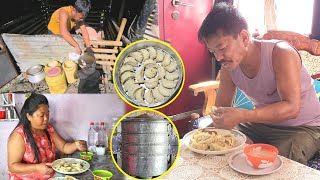 Home made PORK MOMO Cooking & Eating in village | Village style momo recipe | Momo recipe