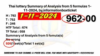 Thai lottery Summary of Analysis from 5 formulas 1-11-2024, by,informationboxticket