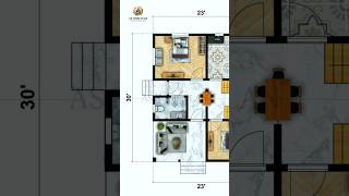 23' by 30' house plan | 23×30 home plan | 2 bedroom budget house plan #ghar #houseplan #3d