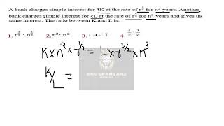 a bank charges simple interest for Kat the rate of r^1/2 for n^2years antoher bank cha #sscchsl2024