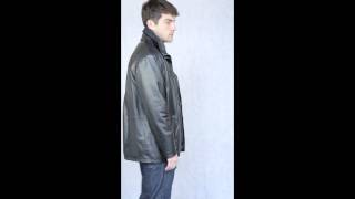 Men's Leather Coat in Black - Elswick