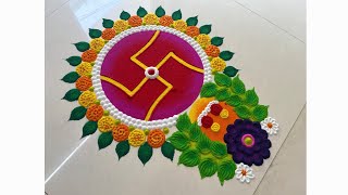 Swastik rangoli diwali / diwali rangoli design / laxmi pujan rangoli / laxmi charan rangoli