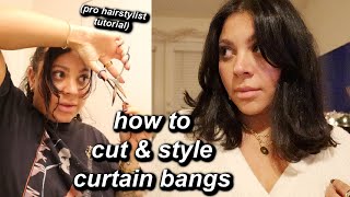 HOW TO CUT & STYLE CURTAIN BANGS AT HOME | PRO HAIRSTYLIST TUTORIAL