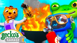 Gecko's Garage Is BURNING DOWN?!  | Max the Monster Truck | Truck and Bus Cartoon | Gecko's Garage